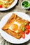 Buckwheat crepes with cheese and egg