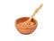 Buckwheat flocks in a wooden bowl