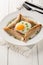 Buckwheat galettes with egg, ham, and cheese make an incredibly satisfying brunch with their savory and nutty flavor closeup on