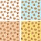 Buckwheat grains seamless patterns set