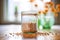 buckwheat grains in a transparent glass jar