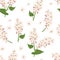 Buckwheat seamless pattern on a white background. Vector illustration of a blooming cereal plant