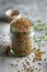 Buckwheat stored in a glass jar