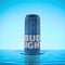 Bud Light american beer blue can chilled in water droplets on a blue background