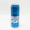 Bud Light american beer blue can chilled on a white background