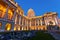 The Buda Castle in Budapest with a flower bed