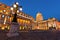 The Buda Castle in Budapest with a streetlight