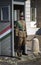 Buda Castle - A soldier, a guardsman on the guard in front SÃ¡ndor Palace