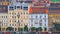 Budapest aerial panoramic view. Top view on street and avenue with old residential buildings and church in Budapest city