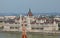 Budapest, B, Hungary - August 18, 2023: Hungarian Parliament with dome  and Danube River