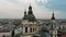 Budapest cityscape and dome of St. Stephen`s Cathedral. Aerial view, 4k
