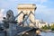 Budapest, the famous Chain Bridge over the Danube river.