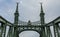 The Budapest Freedom bridge on the Danube river, close up of upper part of construction