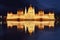 Budapest - Hungarian parliament.with reflection in