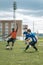 Budapest, Hungary - 06 24 2018: Adult players participating in an agonistic football tournament