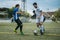 Budapest, Hungary - 06 24 2018: Adult players participating in an agonistic football tournament