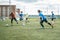 Budapest, Hungary - 06 24 2018: Adult players participating in an agonistic football tournament