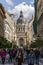 Budapest, Hungary - 10/06/2019: St. Stephen`s Basilica. Blue sky and clouds. Budapest, Hungary