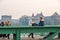 Budapest, Hungary - 10.11.2018: People on the green Liberty Bridge in Budapest