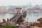 Budapest, Hungary - 10.11.2018: Szechenyi Chain Bridge on the Danube river in Budapest