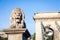 BUDAPEST, HUNGARY - 2017 MAY 19th: lion statue at the beginning