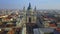 Budapest, Hungary - 4K aerial footage of drone approaching to St.Stephen`s Basilica over Zrinyi street