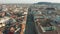 Budapest, Hungary - 4K aerial view of Bajcsy-Zsilinszky street on a sunny afternoon flying towards St. Stephen`s Basilica
