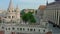 Budapest, Hungary - 4K drone flying in between the towers of Fisherman`s Bastion next to Matthias Church