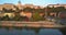 Budapest, Hungary - 4K flying by the famous Szechenyi Chain Bridge over River Danube at sunrise