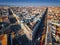 Budapest, Hungary - Aerial panoramic skyline of Budapest with Andrassy street and Bajcsyâ€“Zsilinszky street