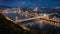 Budapest, Hungary - Aerial panoramic skyline of Budapest at blue hour. This view includes Elisabeth Bridge
