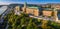 Budapest, Hungary - Aerial panoramic view of the beautiful Buda Castle Royal Palace at sunrise