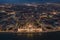 Budapest, Hungary - Aerial skyline view of Budapest by night. This view includes the illuminated Hungarian Parliament building