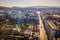 Budapest, Hungary - Aerial skyline view of center Budapest with Elisabeth Square and Buda Castle Royal Palace