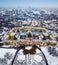 Budapest, Hungary - Aerial skyline view of the famous Szechenyi Thermal Bath in City Park