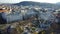 Budapest, Hungary - Aerial view of Deak Square at the center of Budapest, Gellert Hill and Statue of Liberty at background