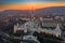 Budapest, Hungary - Aerial view of the famous Fisherman`s Bastion Halaszbastya and Matthias Chruch at sunset