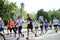 BUDAPEST, HUNGARY - APRIL 9 2017: Unidentified marathon runners participate on 32nd Telekom Vivicitta Spring Half