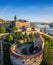 Budapest, Hungary - Beautiful Buda Castle Royal Palace and South Rondella with Szechenyi Chain Bridge