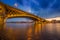 Budapest, Hungary - A beautiful colorful sunset and clouds at the Margaret Bridge