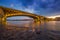 Budapest, Hungary - A beautiful colorful sunset and clouds at the Margaret Bridge