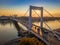 Budapest, Hungary - Beautiful Elisabeth Bridge Erzsebet hid at sunrise with golden and blue sky