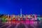 Budapest, Hungary - The beautiful Heroes` Square and illuminated sign of Budapest