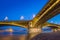 Budapest, Hungary - The beautiful illuminated Margaret Bridge with the Parliament of Hungary