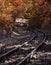 Budapest, Hungary - Children`s railway on the S curve track in the Hungarian woods of Huvosvolgy