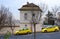 BUDAPEST, HUNGARY - DECEMBER 21, 2017: Yellow taxis awaiting passengers