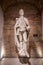 Budapest, Hungary - Feb 10, 2020: Stone Hungarian warrior statue inside Parliament exhibition hall