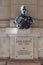 Budapest, Hungary - Feb 8, 2020: Bronze bust of Karoly Kaan on linestone wall near Kossuth Square