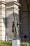 Budapest, Hungary - Feb 8, 2020: Bronze male Reaper man statue outside bloody thursday memorial site