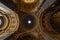 Budapest, Hungary - Feb 8, 2020: Golden cupola skylight of dome of St. Stephen Basilica